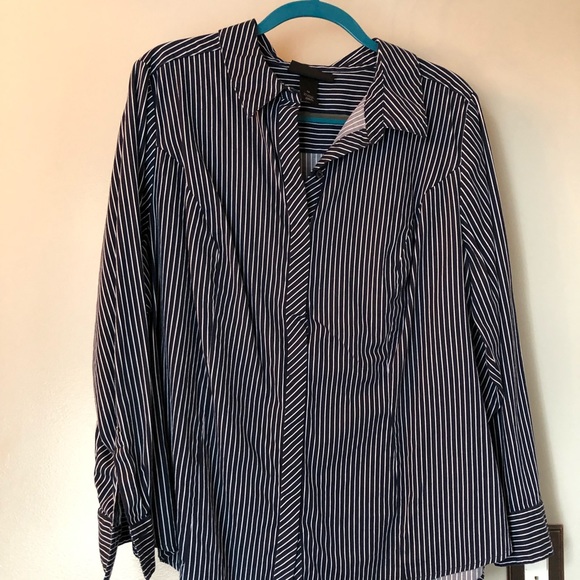 Lane Bryant Tops - Navy/white pinstripe Lane Bryant button down shirt Lane Bryant Tops - Navy/white pinstripe Lane Bryant button down shirt